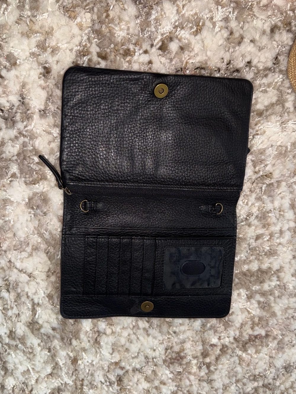 Large Duluth Trading Co Black Pebbled Leather Zip Pouch/wallet